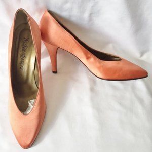 Vintage Yves Saint Laurent Orange Satin Heels
